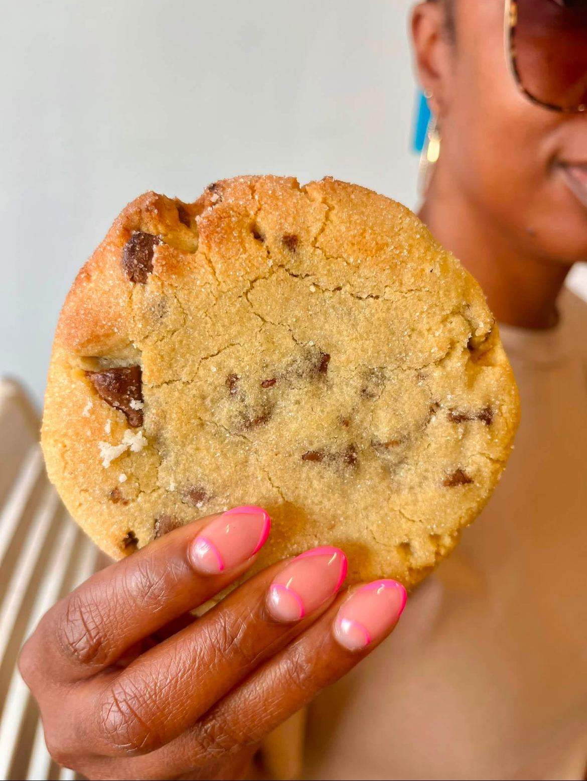 Big soft-baked chocolate chip cookie