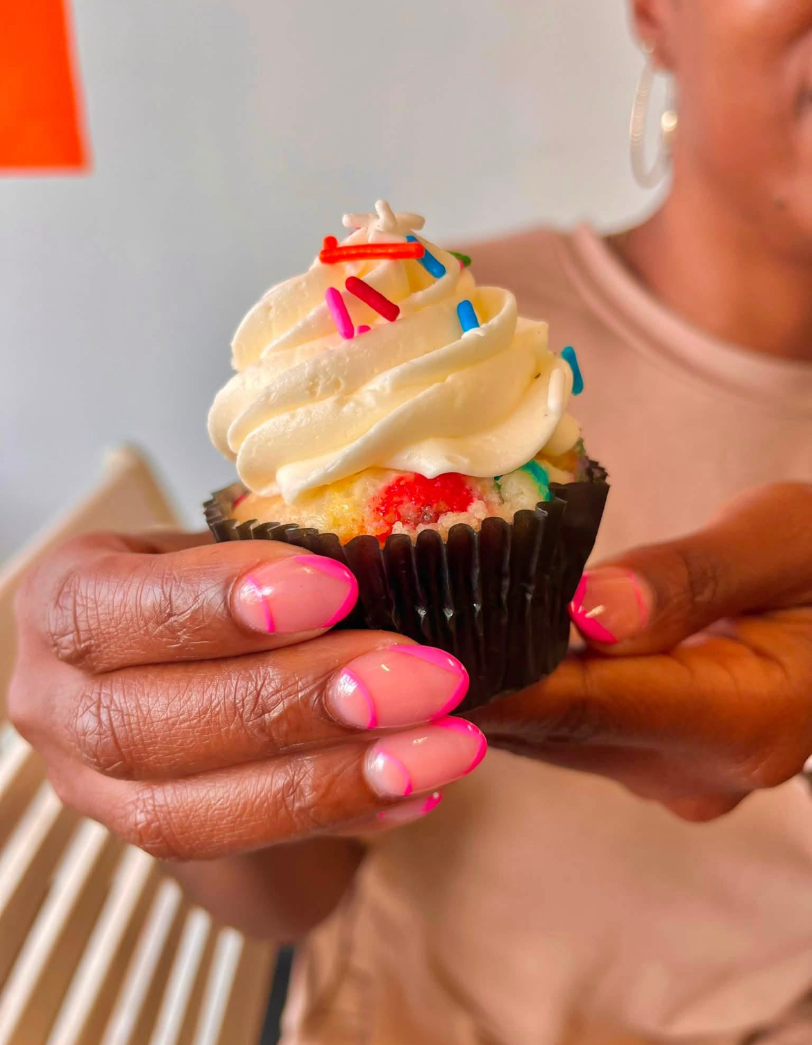 Birthday cake cupcake with sprinkles