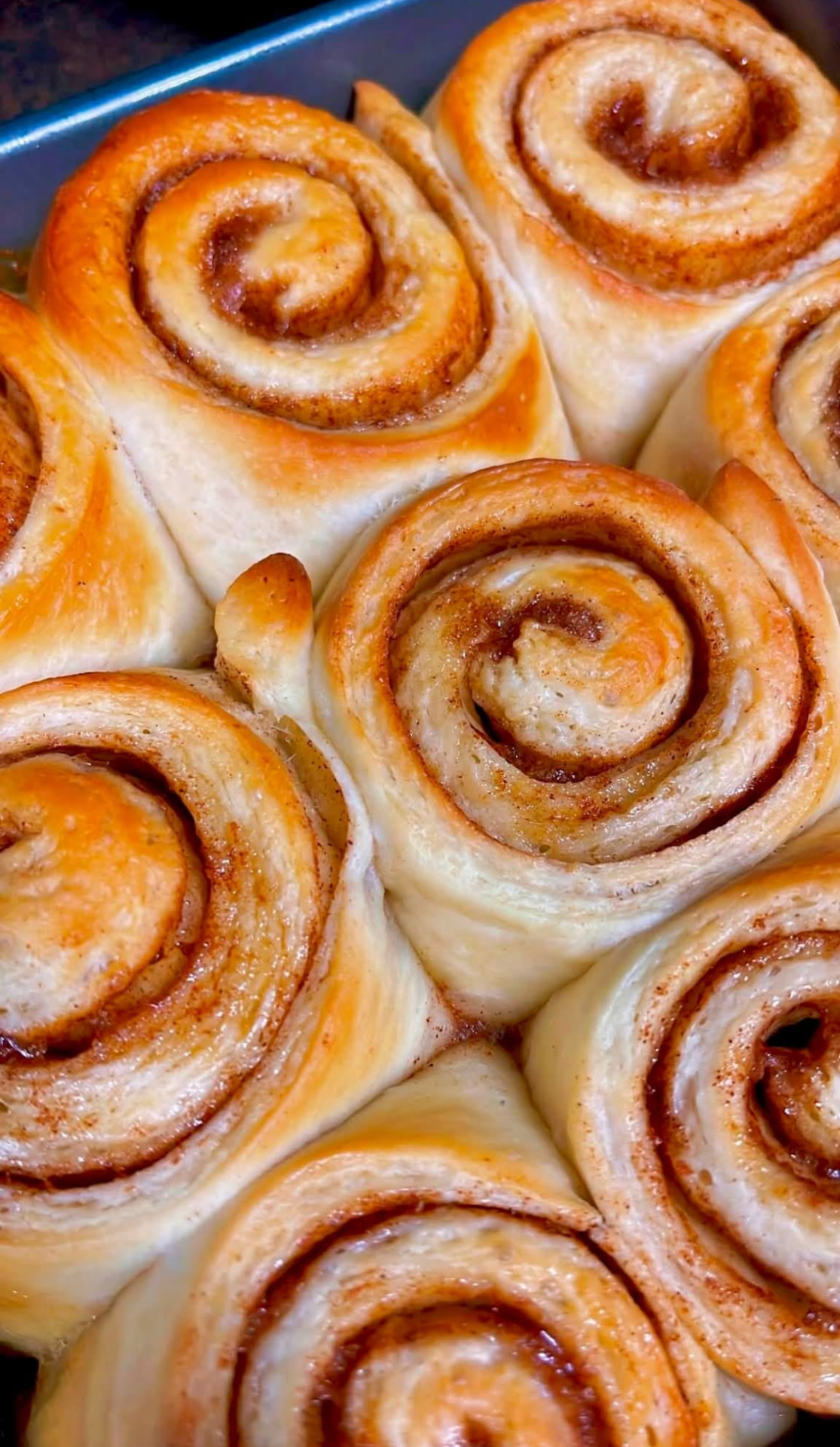 Tray of fresh baked cinnamon rolls